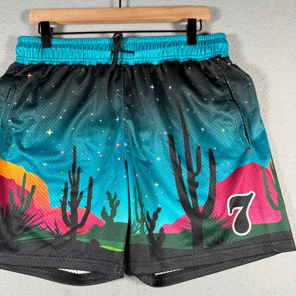 Section 7 Mens Desert Landscape Mesh Basketball Shorts Teal Black Medium‎ 32x6
